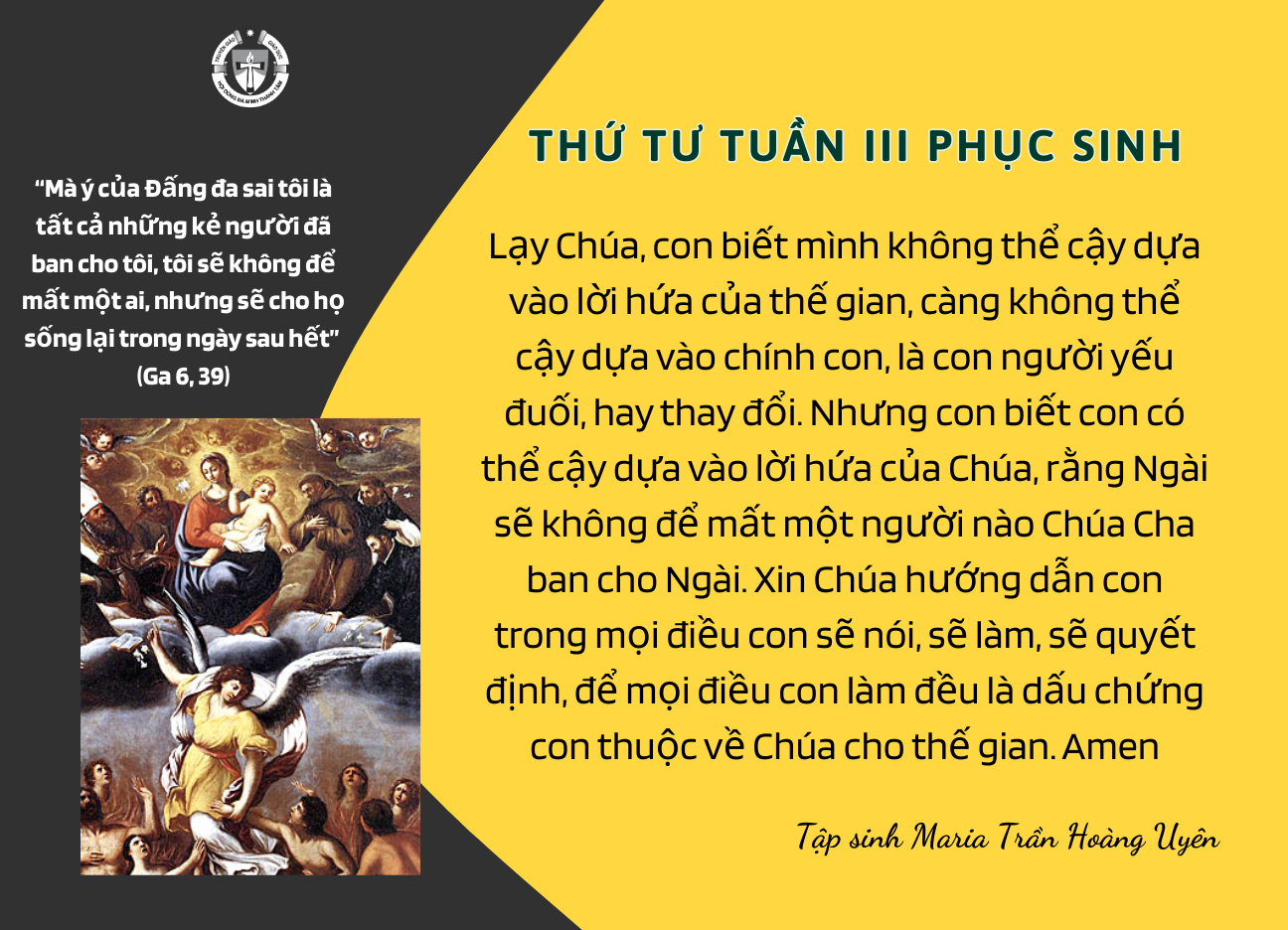 Thứ Tư tuần III Phục Sinh