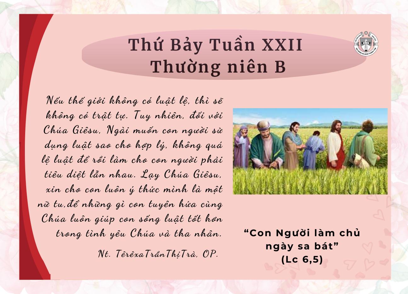 Thứ bảy tuần XXII Thường niên năm B