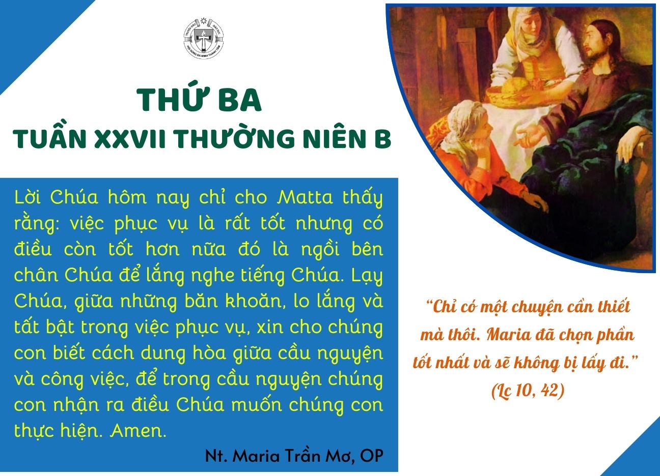 Thứ Ba tuần XXVII Thường niên B