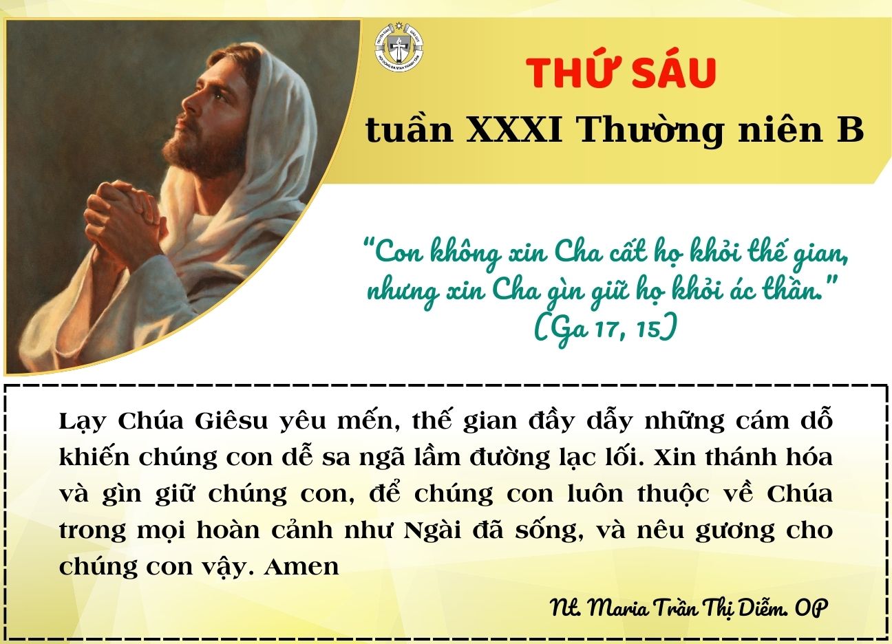 Thứ Sáu Tuần XXXI Thường Niên Năm B