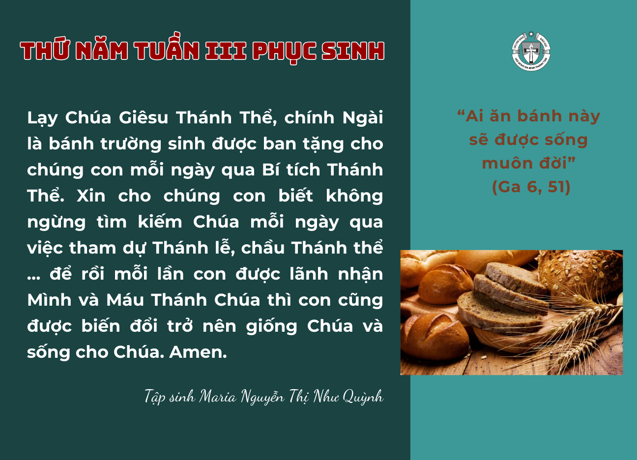 Thứ Năm tuần III Phục Sinh