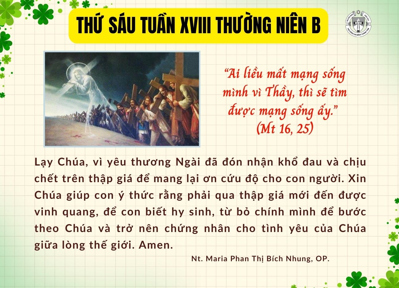 Thứ Sáu tuần XVIII Thường niên B