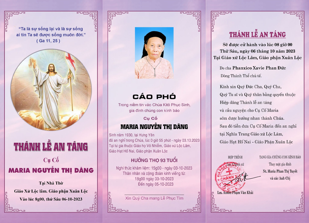 Ai tín: Cụ Cố Maria Nguyễn Thị Dâng