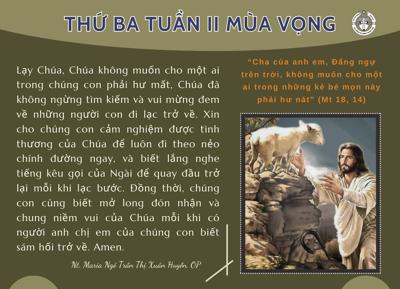 Thứ Ba tuần II Mùa Vọng Năm B/2023