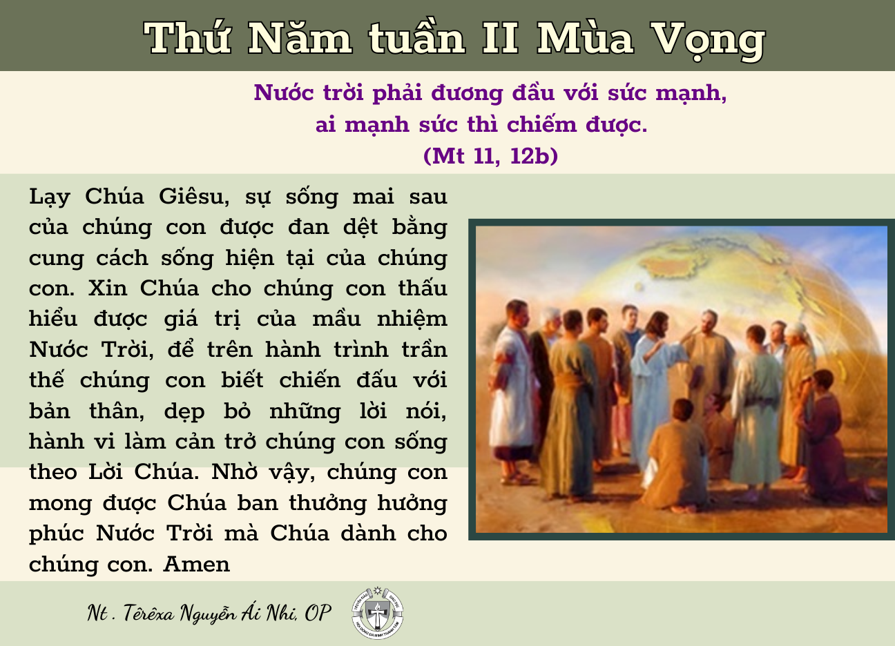 Thứ Năm tuần II Mùa Vọng năm B/2023