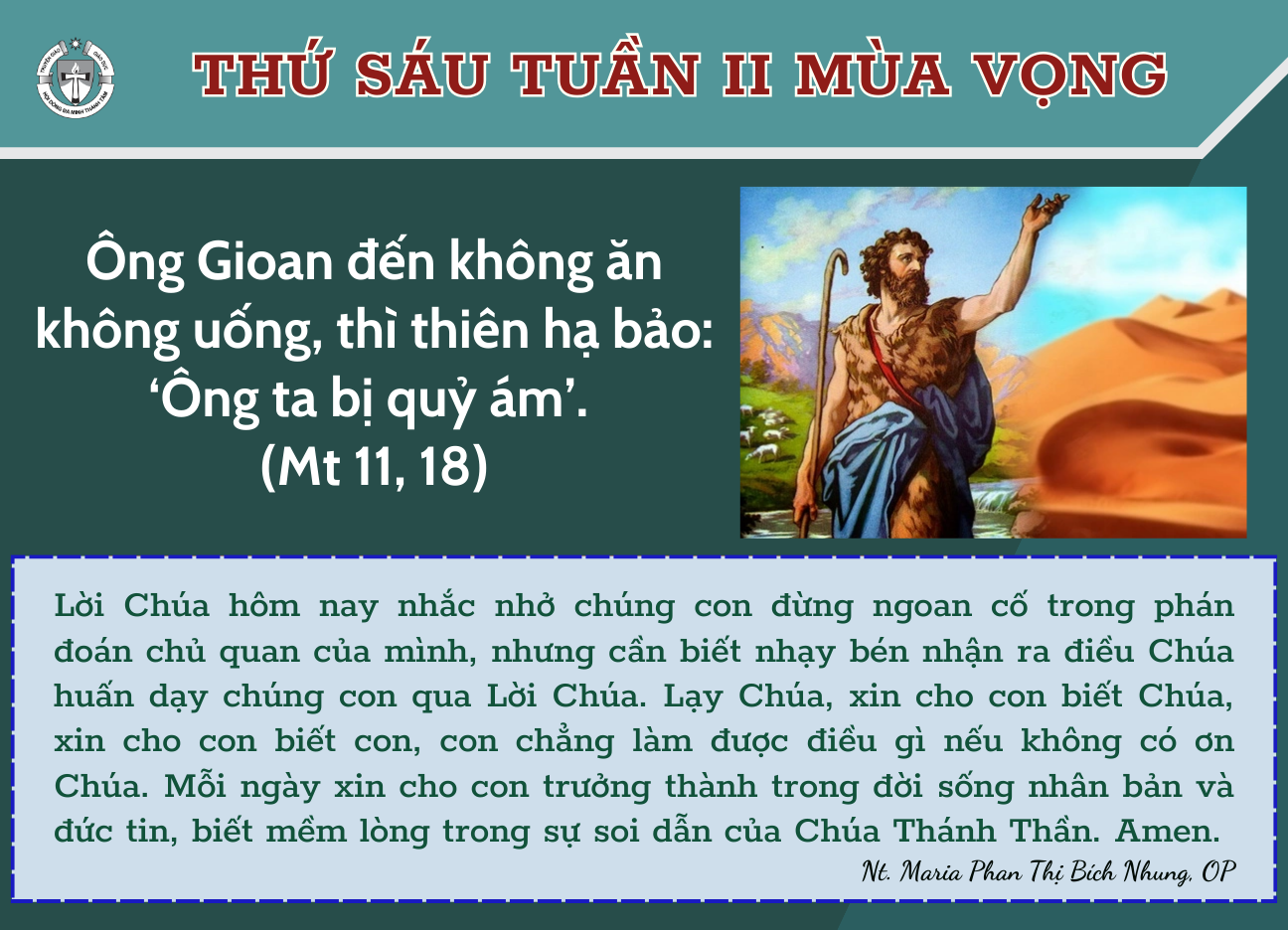 Thứ Sáu tuần II Mùa Vọng năm B/2023