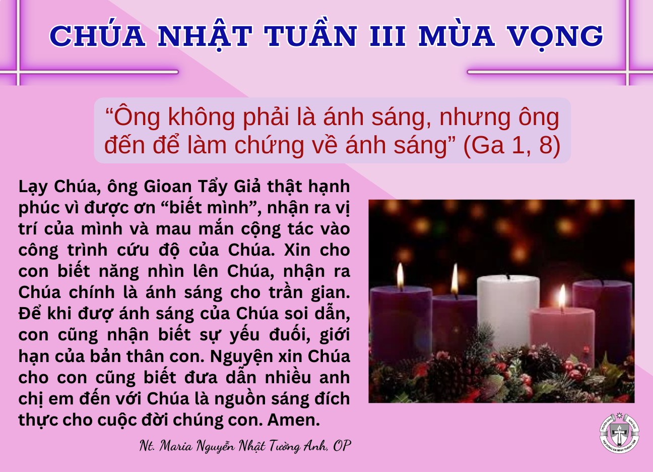 Chúa Nhật tuần III Mùa Vọng năm B/2023