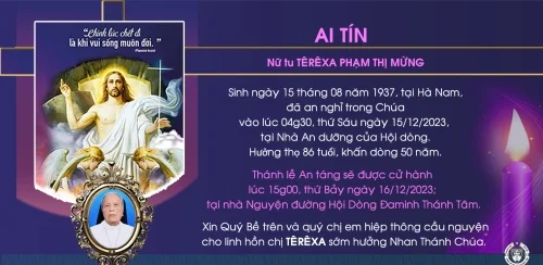 Ai Tín: Nữ tu Têrêxa Phạm Thị Mừng