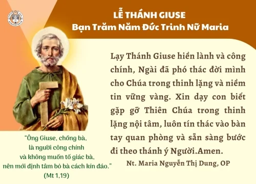 Lễ Thánh Giuse - Bạn trăm năm Đức Trinh nữ Maria