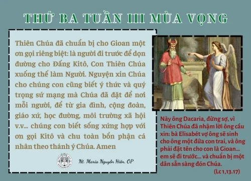 Thứ Ba tuần III Mùa Vọng năm B/2023