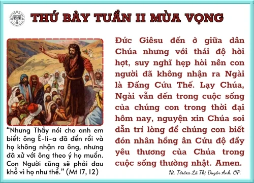 Thứ Bảy tuần II Mùa Vọng B/2023