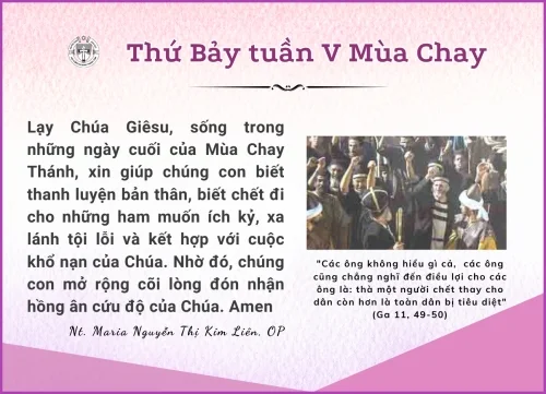 Thứ Bảy Tuần V Mùa Chay