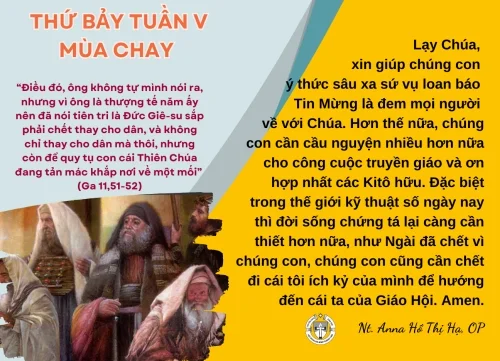 Thứ Bảy Tuần V Mùa Chay