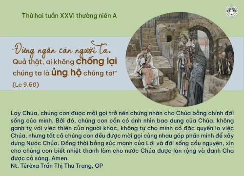 Thứ hai tuần XXVI thường niên A