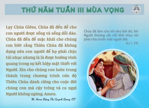 Thứ Năm Tuần III Mùa Vọng
