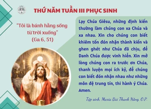 Thứ Năm tuần III Phục Sinh