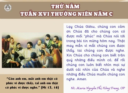 Thứ Năm Tuần XVI Thường Niên Năm C