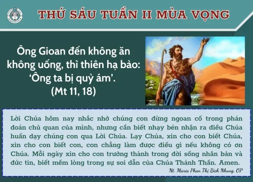 Thứ Sáu tuần II Mùa Vọng năm B/2023