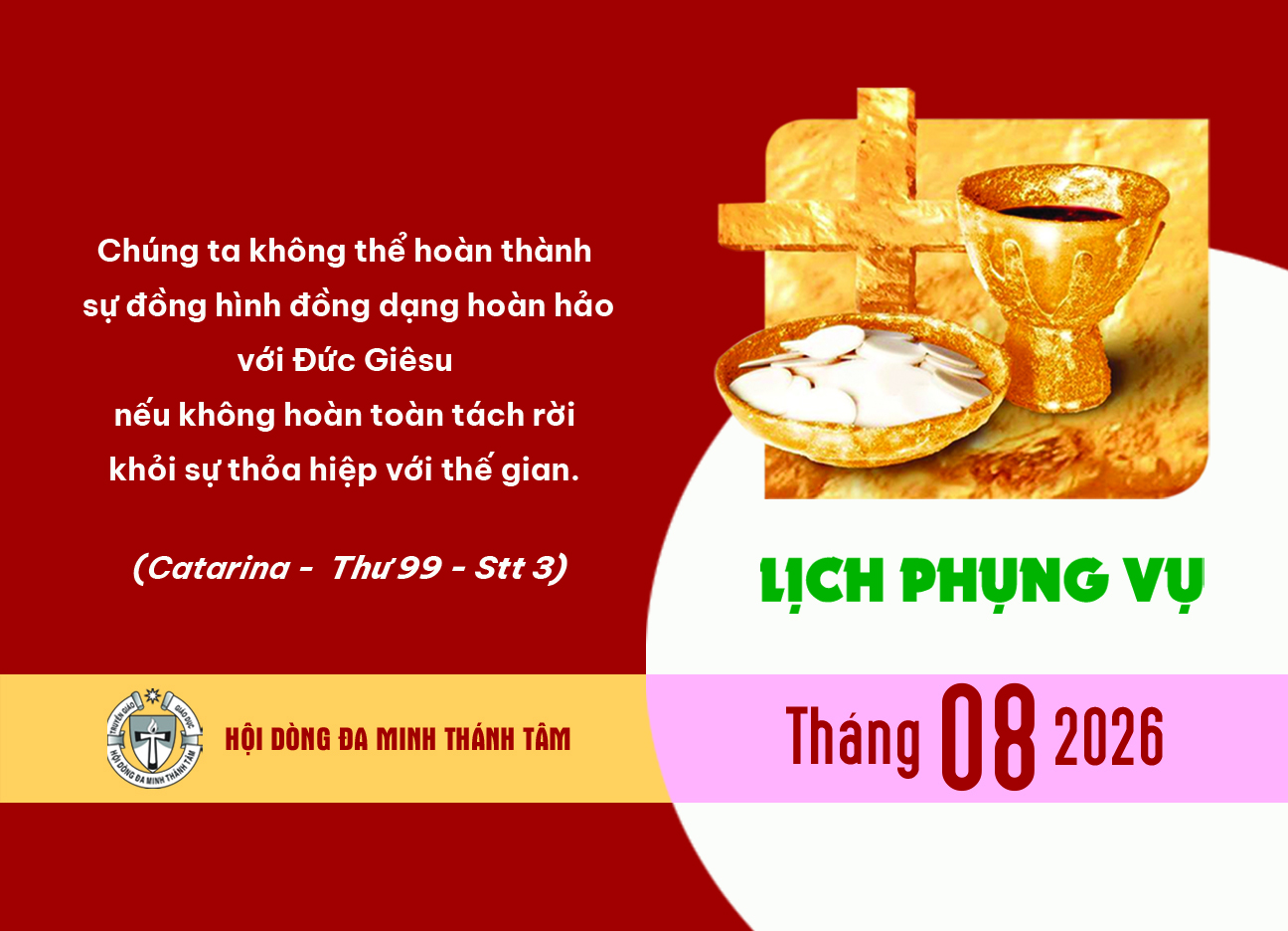 Lịch Phụng Vụ - Tháng 8/2026